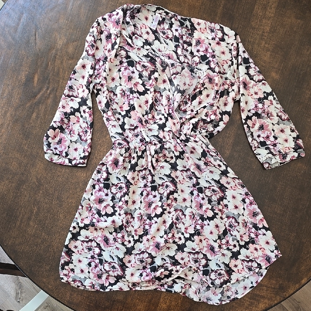 Xhilaration Floral Dress with Pink and White Blooms